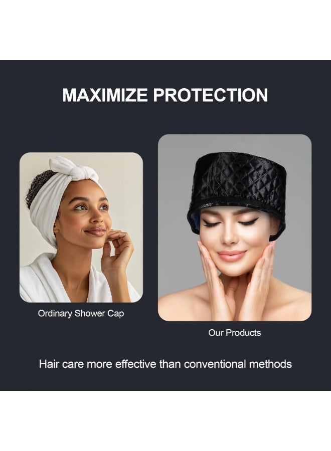 OSHIMA Electric Hair Steamer Cap, Black Heated Hair Cap, Steamer Hats with 10 Gears Temperature and Timer Control, Suitable for Women for Thermal - Image 3
